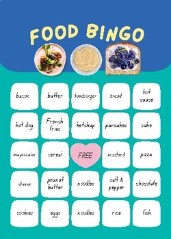 ESL Vocabulary: Food Bingo by Experts and Excerpts | TPT