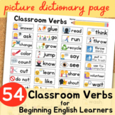 ESL Vocabulary Page: School / Classroom Action Verbs + Vis