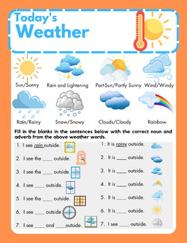 ESL Vocabulary Weather Practice By NuSo ELL Resources | TPT