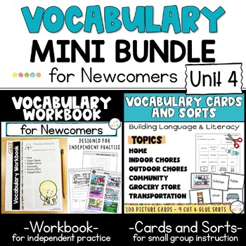 Preview of ESL Vocabulary Workbook, Cards and Sorts: Unit 4 Mini Bundle