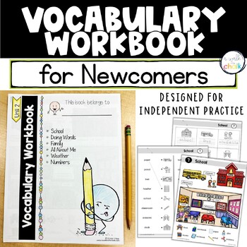 Preview of ESL Vocabulary Workbook for Newcomers- School, Verbs, Family, Weather, Numbers
