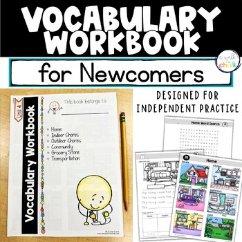 Preview of Vocabulary Workbook for Newcomers-Home, Chores, Community, Store, Transportation