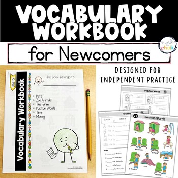 Preview of ESL Vocabulary Workbook for Newcomers-Pets, Zoo, Farm, Prepositions, Time, Money