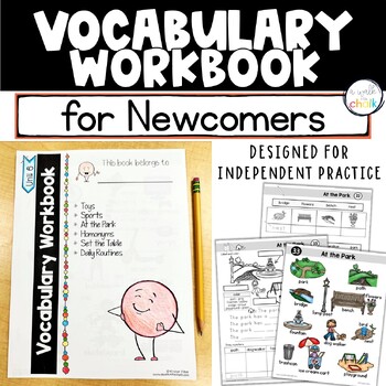 Preview of Vocabulary Workbook for Newcomers- Toys, Sports, Park, Set the Table, Routines