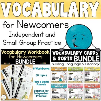 Preview of ESL Vocabulary Activities for Newcomers | ESL Workbooks, Cards and Sorts BUNDLE