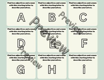 Preview of ESL Warm-Up Activity Two Adjectives and a Noun. Staff & Students Teambuilding.