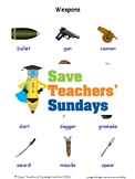 ESL Weapons Worksheets, Games, Activities and Flash Cards 