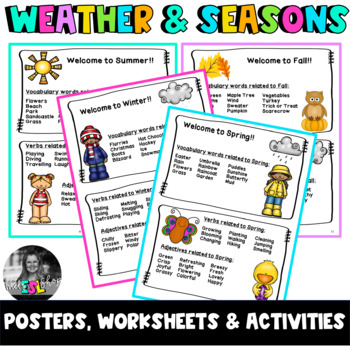 Preview of ESL Weather & Seasons - Flashcards, Worksheets & Activities