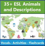 ESL Wild Animals, Farm Animals, Descriptive Adjectives Vocabulary