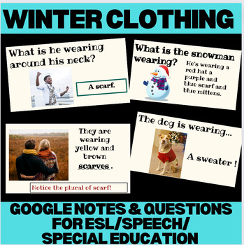 Preview of ESL Winter Clothing | Google™ Notes & Questions | ESOL Newcomer