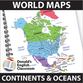 World Maps Continent and Ocean Maps ESL ELL Newcomer