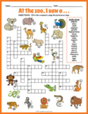ESL ZOO / WILD ANIMALS Crossword Puzzle Worksheet Activity