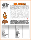ESL ZOO / WILD ANIMALS Word Search & Scramble Puzzle Works