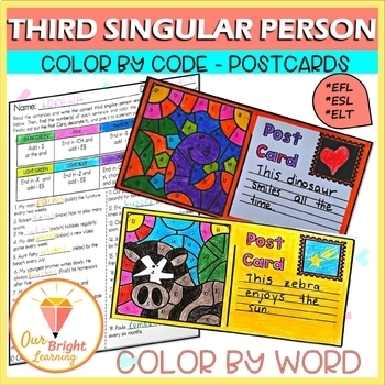 Preview of ESL and EFL Color by Word | Third Singular Person | Conjugation