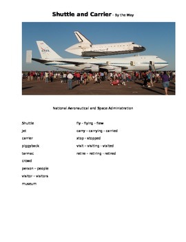 Preview of Space Shuttle and Carrier - By the Way ESOL prompt, sub plans