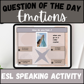 Preview of ESL emotions SEL question of the day speaking EAL English feelings flashcards