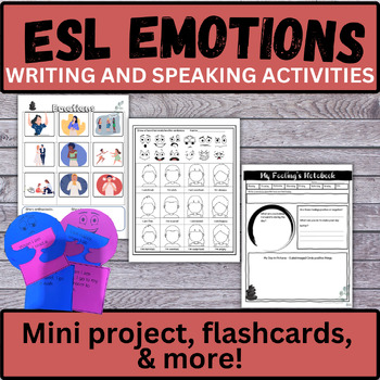 Preview of ESL emotions feelings flashcards worksheets activities speaking & writing EAL