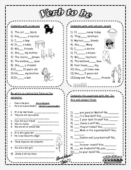 eslefl grammar verb to 2 worksheets and answers included by miri