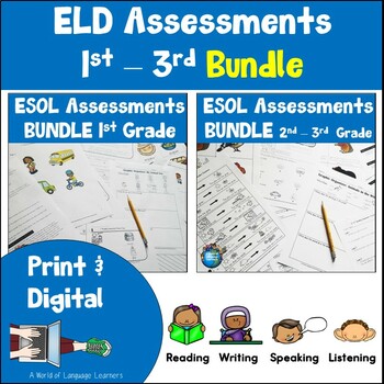 Preview of ESOL Assessments 1st-3rd Bundle Print and Digital