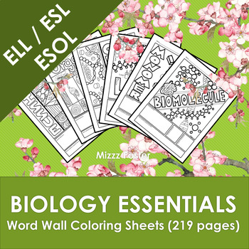 Preview of ESOL ELL ESL Biology Essentials Word Wall Coloring Bundles (220 pages)