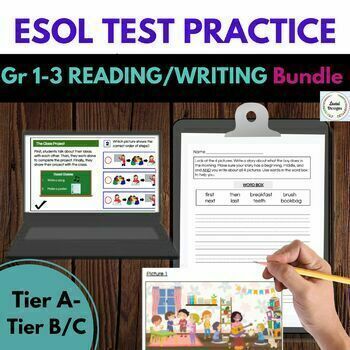Preview of ESOL-ESL Grades 1-3 WIDA ACCESS Writing and Reading Test Practice BUNDLE
