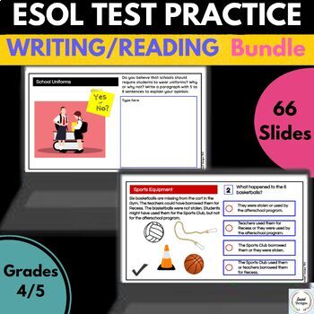 Preview of ESOL-ESL Grades 4-5 WIDA ACCESS Reading and Writing Test Practice BUNDLE