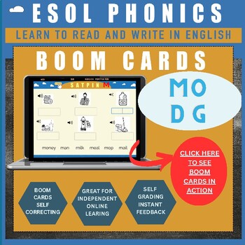 Preview of ESOL PHONICS BOOM CARDS FOR ADULT LEARNERS WITH NO LITERACY SKILLS