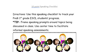 Preview of ESL Speaking Checklist