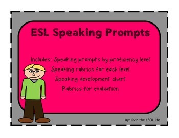 Preview of ESOL Speaking Prompts by proficiency level with rubrics