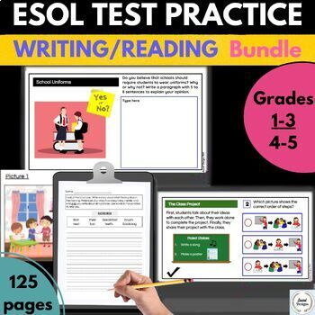 Preview of ESOL WIDA ACCESS Grades 1-3/4-5 Writing and Reading Test Practice BUNDLE