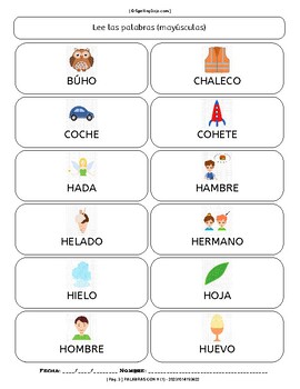 ESPAÑOL K-1: PALABRAS CON H by Spelling Dojo | TPT