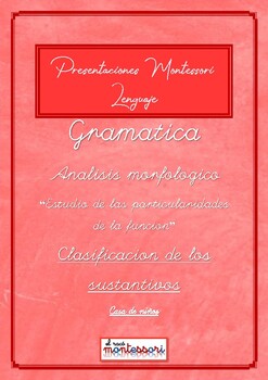 Preview of ESPAÑOL: Presentación Montessori Lenguaje - GRAMATICA (Clasificacion del Nombre)