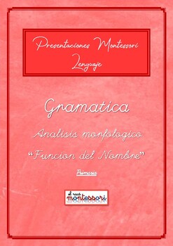 Preview of ESPAÑOL: Presentación Montessori Lenguaje - GRAMATICA (funcion del Nombre)