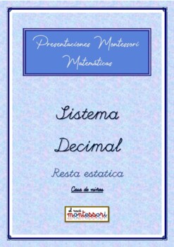 Preview of ESPAÑOL: Presentación Montessori Matemáticas (Resta Estatica)