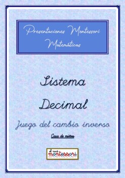 Preview of ESPAÑOL: Presentación Montessori Matemáticas (Resta - Juego del cambio inverso)