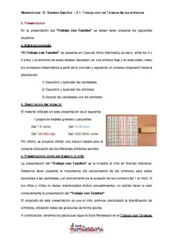 ESPAÑOL: Presentación Montessori Matemáticas (Sistema Decimal - Tarjetas)