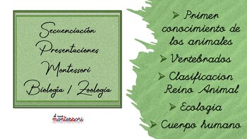 Preview of ESPAÑOL: Secuenciación Presentaciones Montessori Biologia - Zoologia