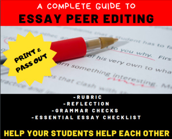 Preview of ESSAY: Peer Edit Guide & Checklist - Student Peer Revision & Editing