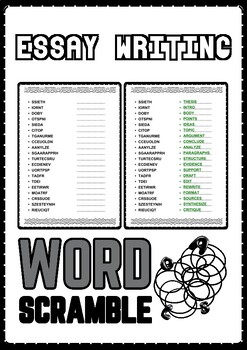 Preview of ESSAY WRITING Word Scramble Puzzle No prep Activity Worksheet Morning Work
