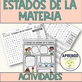 ESTADOS DE LA MATERIA - actividades  - states of matter - spanish