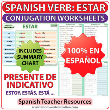 Preview of ESTAR - Spanish Verb Conjugation Worksheets - Present Tense