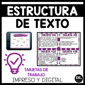 Preview of Estructura de Texto Tarjetas de Trabajo | Text Structure Task Cards Spanish