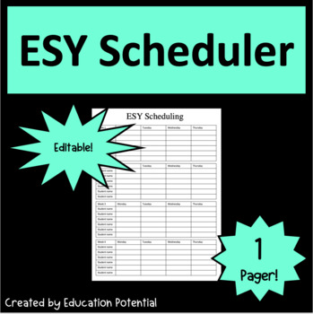 Preview of ESY Distance Learning Special Education Schedule Free