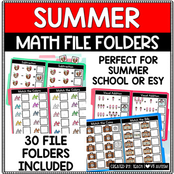 Preview of ESY Math File Folders Summer Themed Activities for Centers