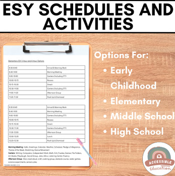 Preview of ESY Sample Schedules and Activities