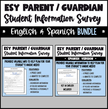 Preview of ESY Student Information Survey for Parents BUNDLE