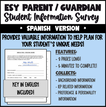 Preview of ESY Student Information Survey for Parents - SPANISH Version