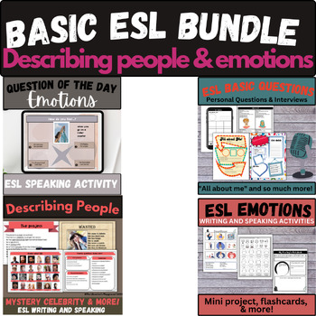 Preview of ESl basic personal description appearances emotions describing people Bundle