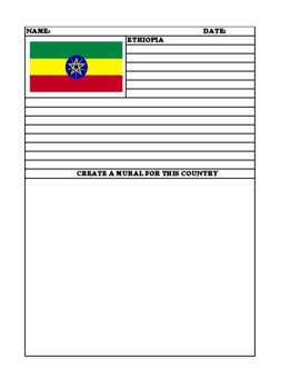 ETHIOPIA Mural Drawing and Summary Worksheet by Northeast Education