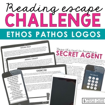 Preview of Ethos Pathos Logos Presentation Rhetorical Appeals Escape Room Reading Activity